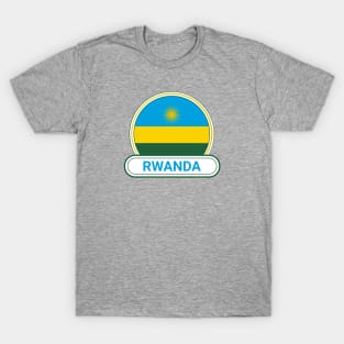 Rwanda Country Badge - Rwanda Flag T-Shirt